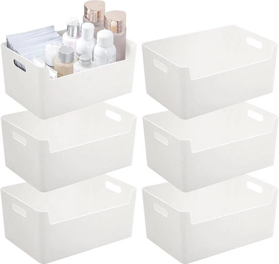 Set di contenitori di archiviazione grandi bianchi - Organizzatore di bagno - Set di contenitori di archiviazione per cucina