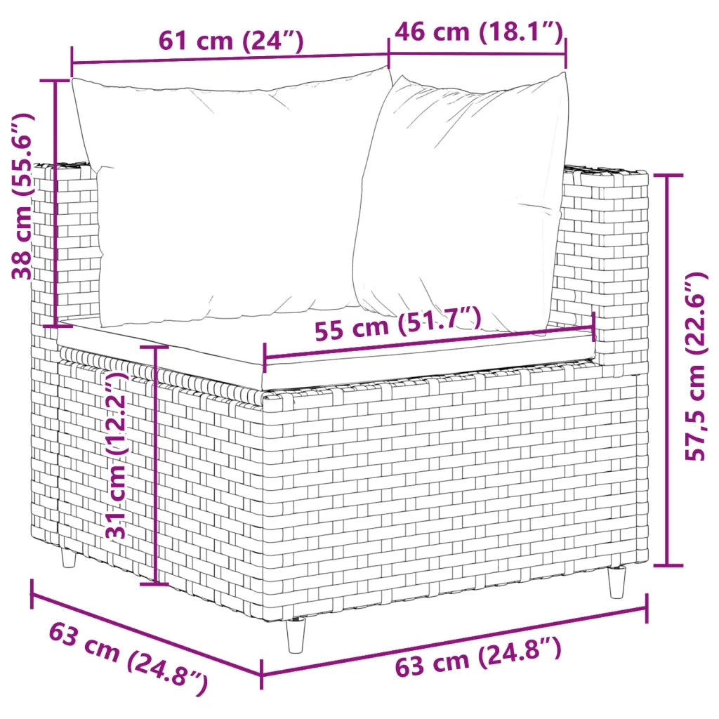 Set Divano da Giardino 10 pz con Cuscini Grigio in Polyrattan 3308311