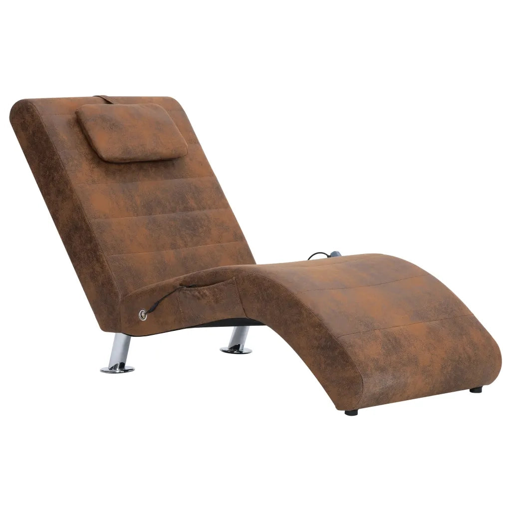 Sdraio Massaggiante con Cuscino Marrone Similpelle Scamosciata 281289