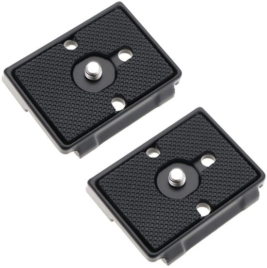 Placca di Rilascio Rapido in Alluminio - 2 pezzi - Compatibile con Manfrotto 200PL/128RC/141RC - Nero - 51x42x10mm - Resistente agli Urti - Placca per Tripode
