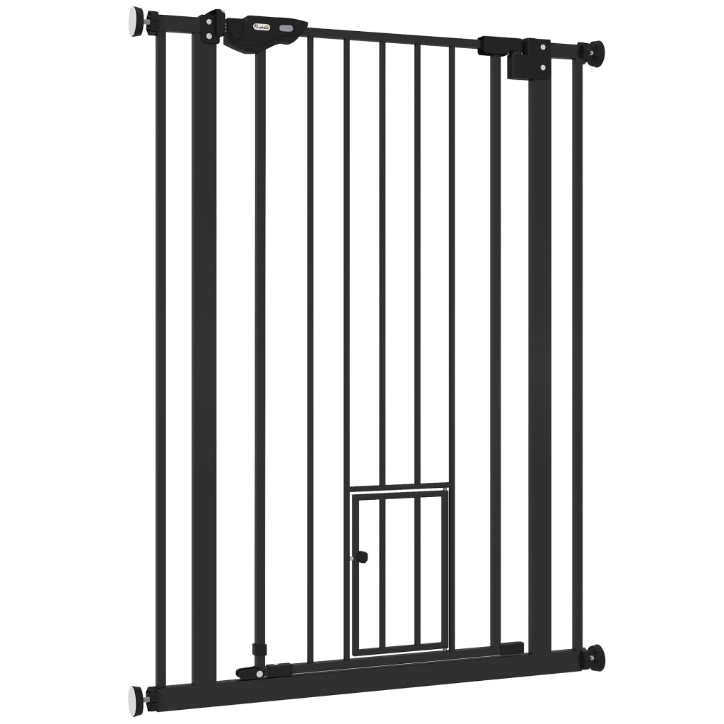Cancellino per Cani Regolabile con Porta Piccola e Chiusura Automatica ¨C Minimal ¨C 74-80x104cm, Nero