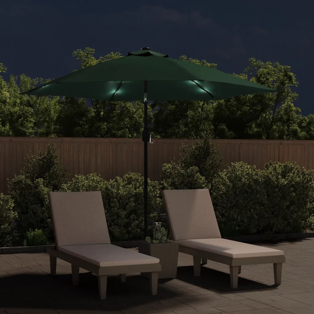 Ombrellone a Sbalzo da Giardino con LED 3 m Verde