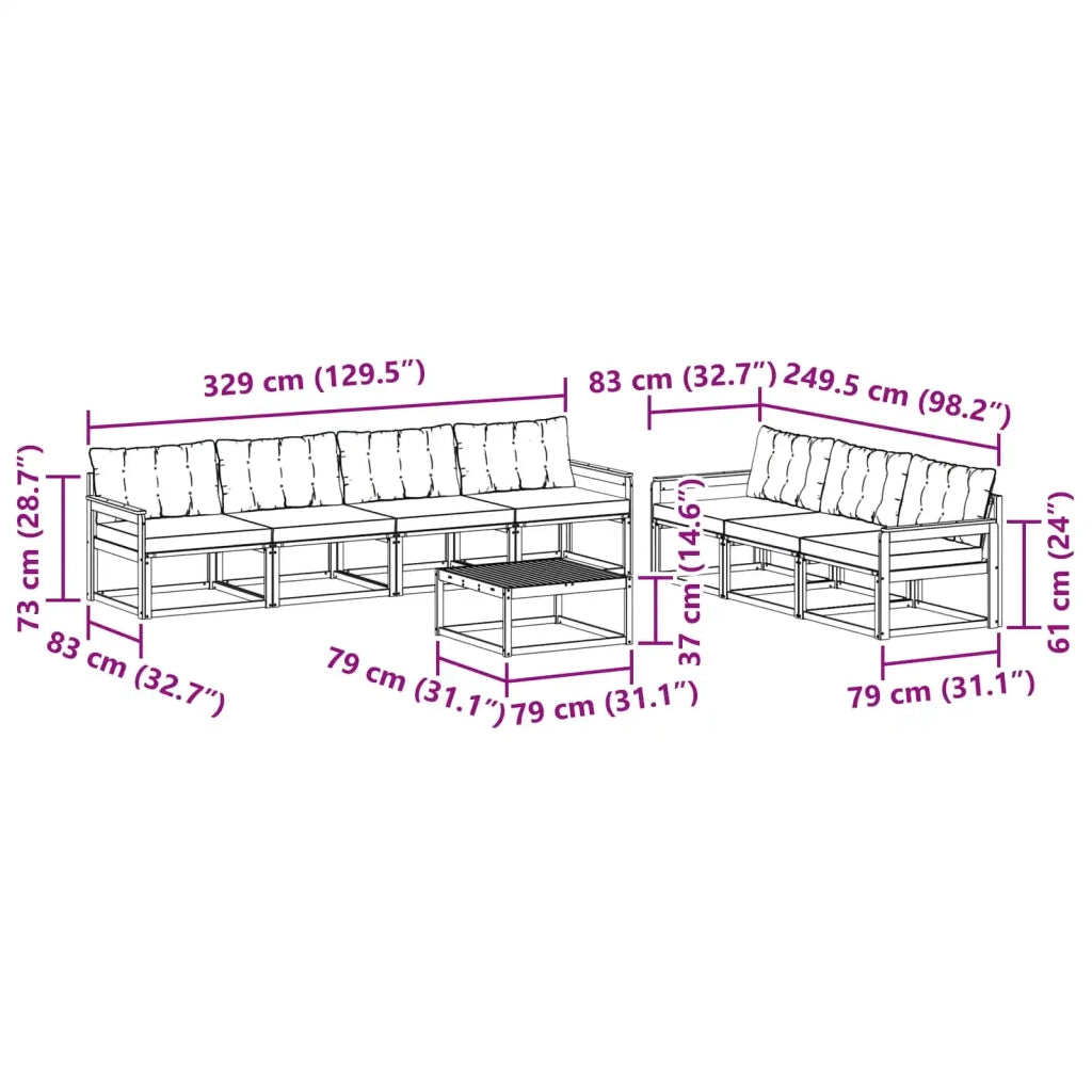Set di divani da esterno 8 pcs Bianco e nero 3388486