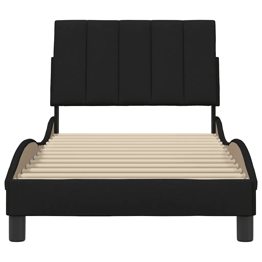 Letto singolo | Letto per adulti | Giroletto senza Materasso Hanko Nero 90x200 cm in Tessuto