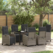 Set da Pranzo per Giardino con cuscino 7 pcs Grigio polyrattan