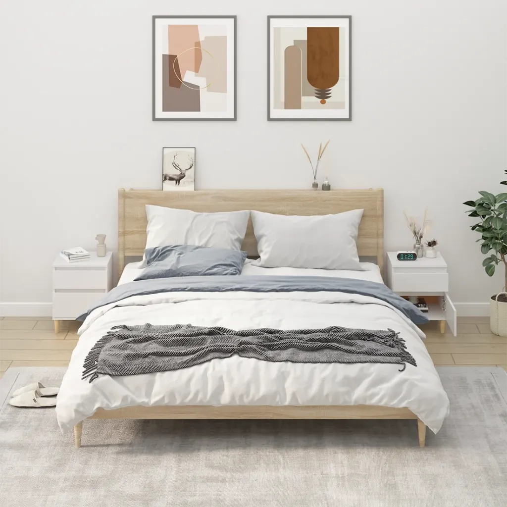 Set di 2 Comodini | Armadio da Notte | Mobiletto da notte in Bianco 40x35x50 cm