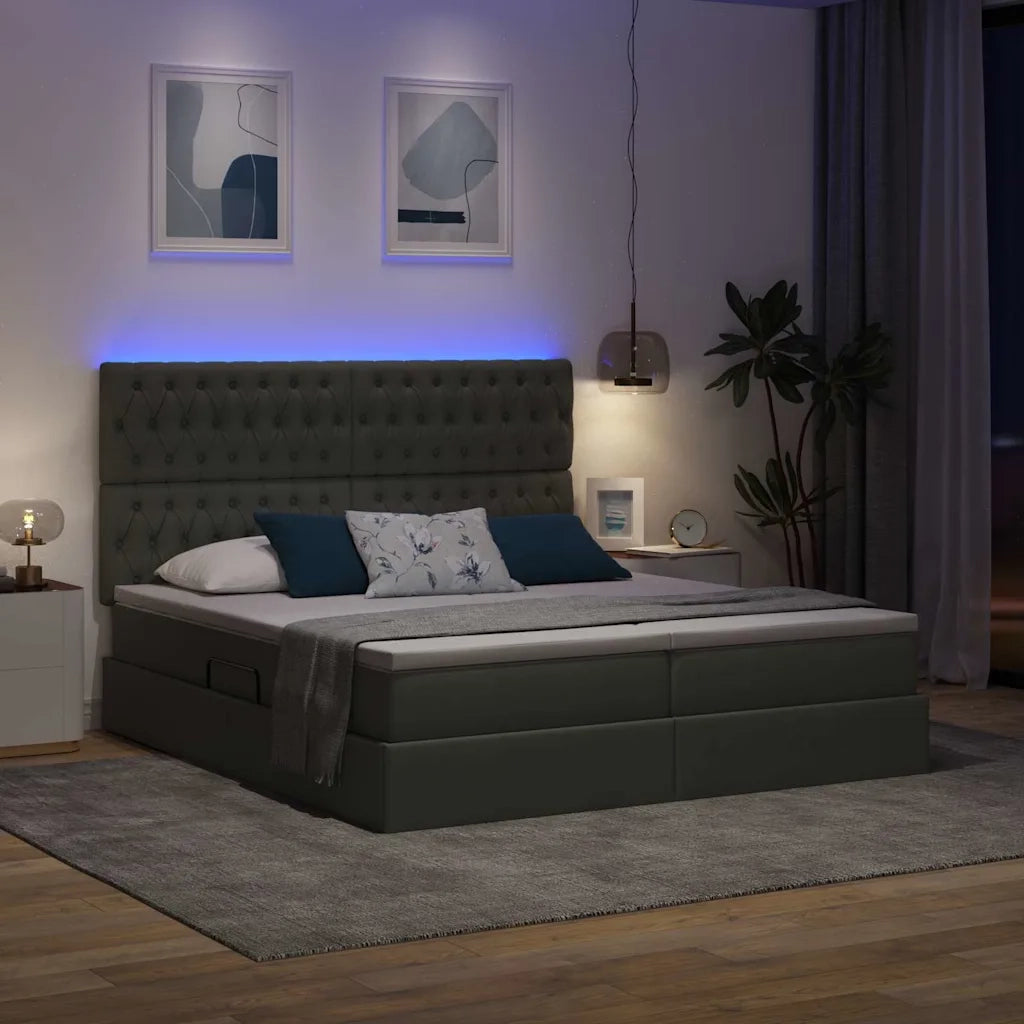 Letto con testiera Grigio scuro 180 x 200 cm Tessuto