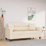 Divano a 2 Posti con Cuscini Beige 140 cm Tessuto Microfibra