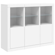 Buffet credenza cassettiera mobiletto mobile contenitore organizer per cucina soggiorno salotto con luci LED 3 pezzi legno ingegnerizzato bianco 02_0037198
