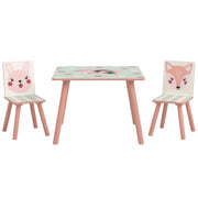 Tavolo e Sedie per Bambini ¨C Minimal ¨C Legno, Rosa, 3 Pezzi