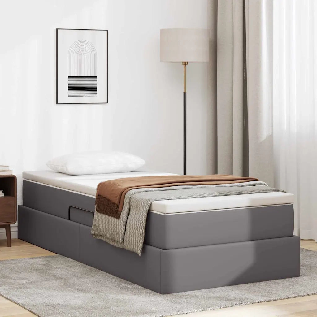 Letto con contenitore e materasso Grigio 90 x 200 cm