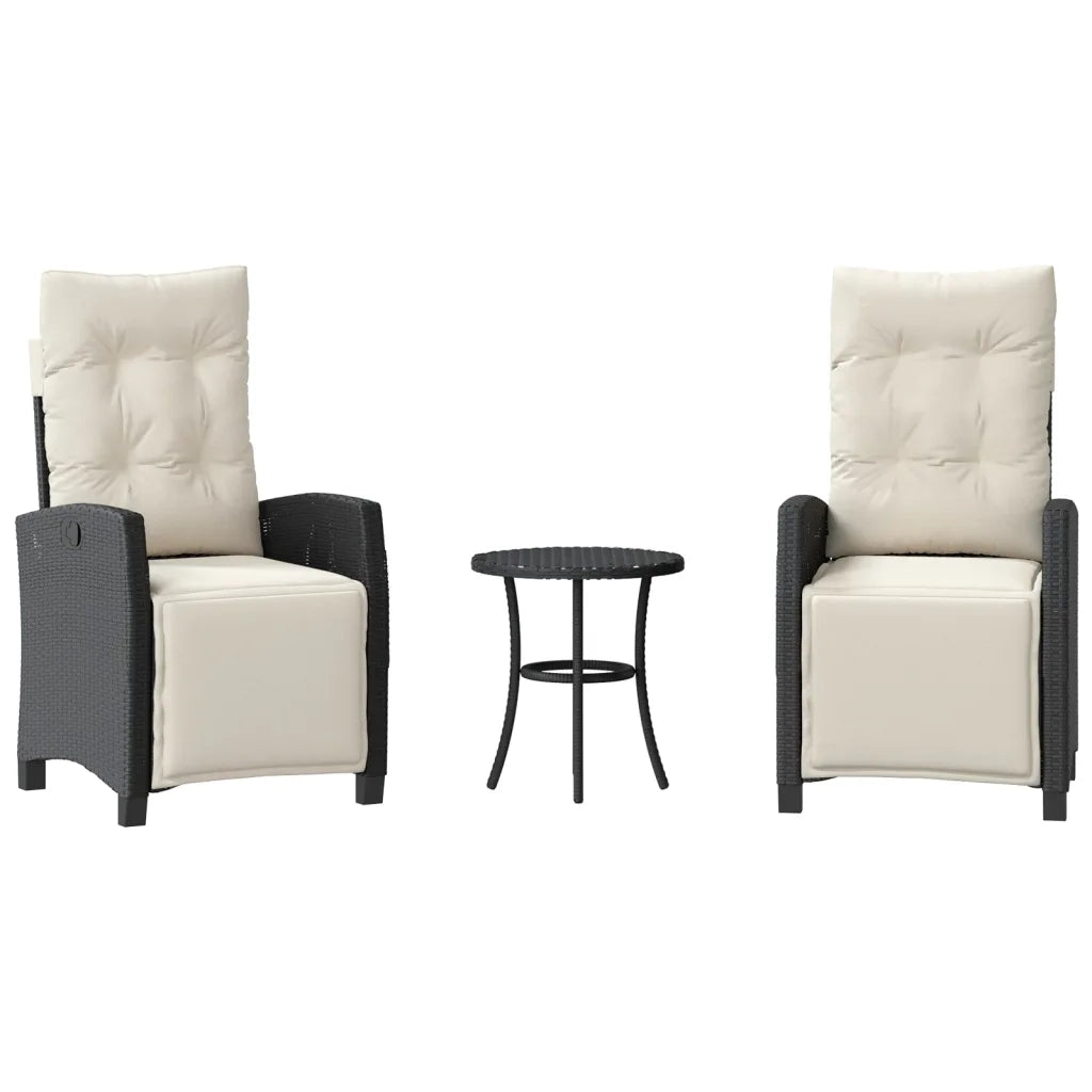 Set da Bistrò 3 pz con Cuscini Nero in Polyrattan 365248