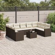Set Divani da Giardino 10pz con Cuscini in Polyrattan Marrone 3219403