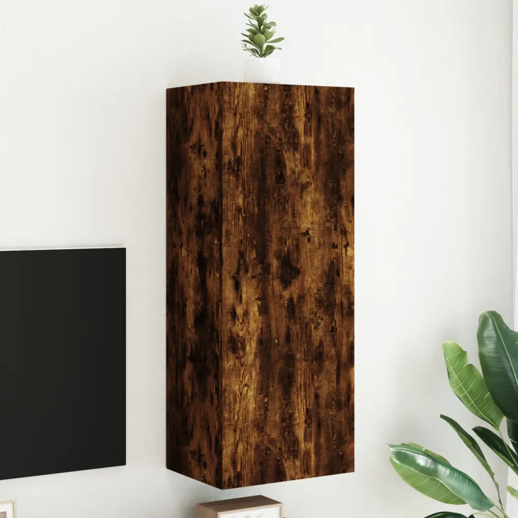 Mobile TV a Parete | Armadietto TV | Mobile Porta TV Rovere Fumo 40,5x30x102 cm Legno Multistrato