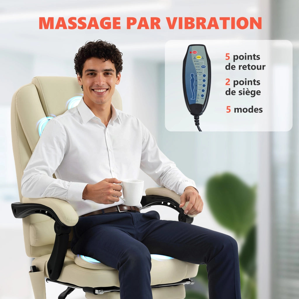 Sedia da ufficio massaggiante reclinabile regolabile ¨C Minimal ¨C beige