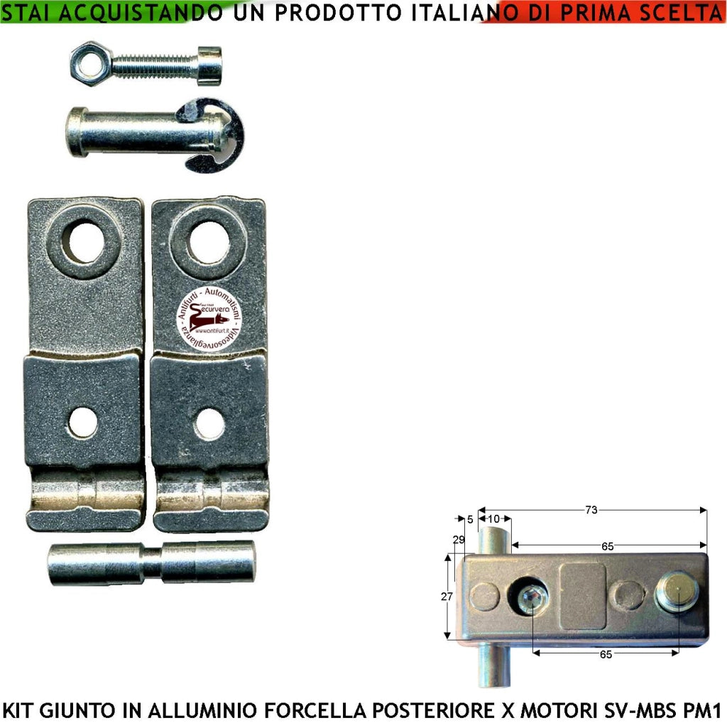 Forcella Posteriore in Alluminio 121091 Giunto Para Strappi sforzi Eccessivi e Leggeri Disallineati Ricambio per Motori o Attuatori Securvera Serie SV-MBS SV-MBQ SV-MBC PM1 SC PM1 LINEAR 11 BH24