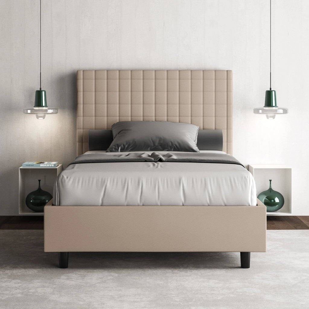 Letto 1 Piazza e Mezzo 120x210 cm con Rete Sunny Tortora