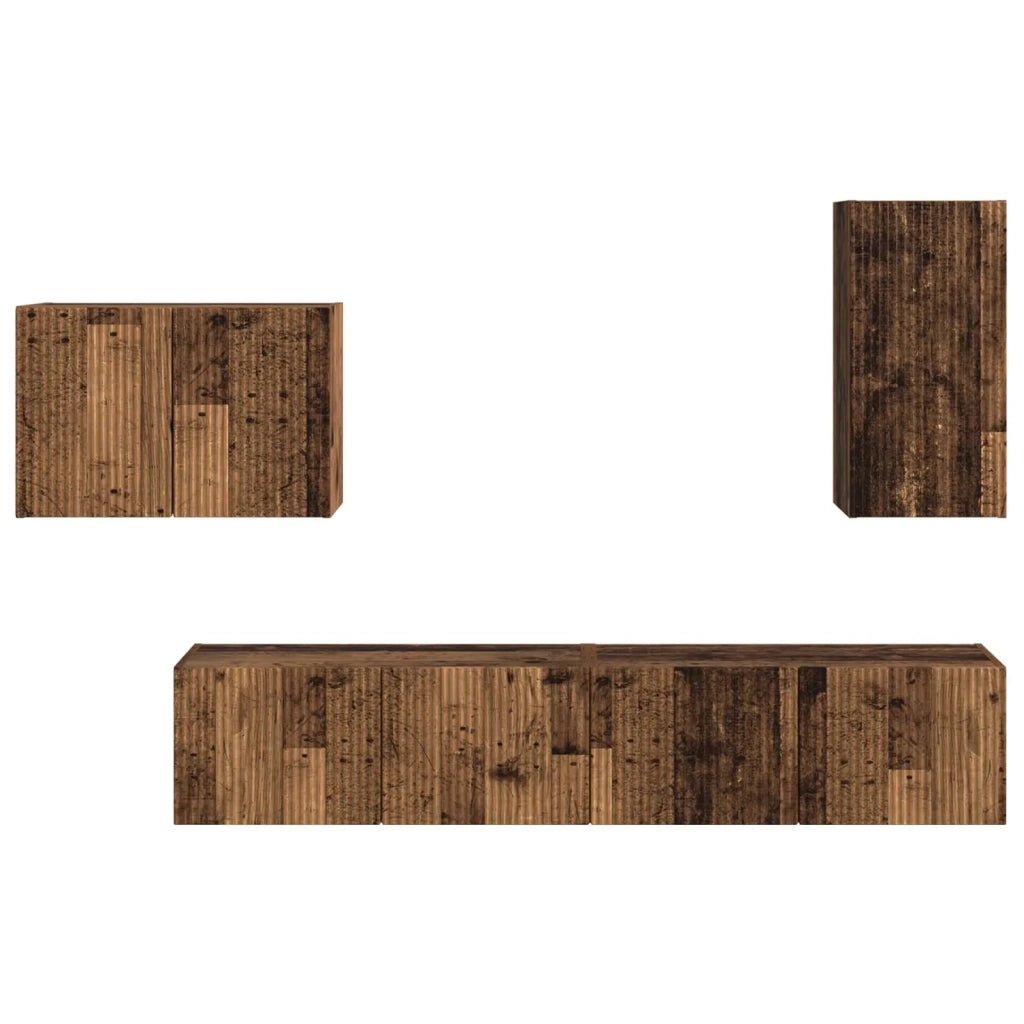 Set di Mobiletto da TV a Parete 4 pcs Legno vecchio 3408941