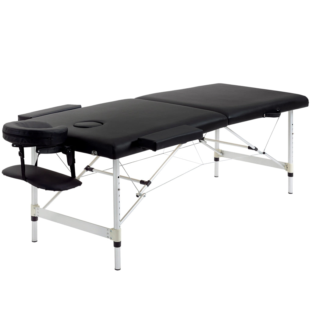 Lettino da Massaggio Pieghevole 2 Zone ¨C Xylo ¨C 90cm Nero Regolabile in Altezza Imbottito
