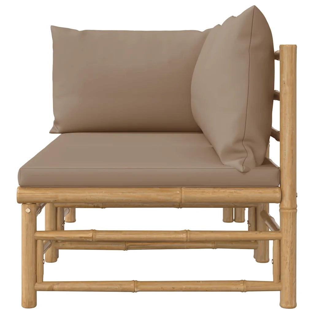 Set Salotto da Giardino 2pz con Cuscini Tortora Bambù 362284