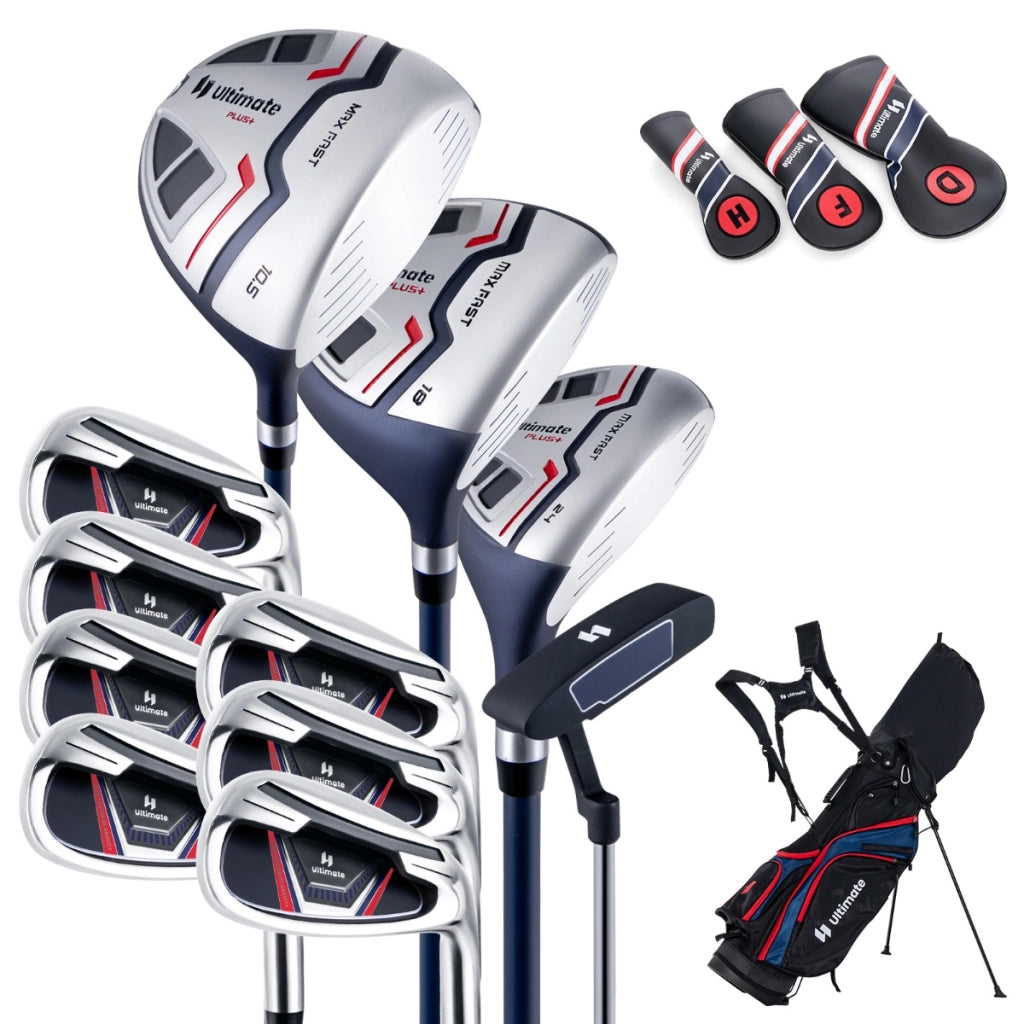 Set completo di mazze da golf per uomo, Set pacchetto mazze da golf con driver 1 da 460cc fairway 3 ibrido 5 Blu