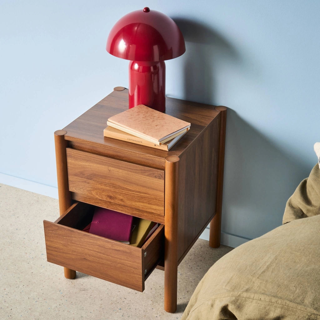 Set 2 comodini decoro legno 2 cassetti , noce