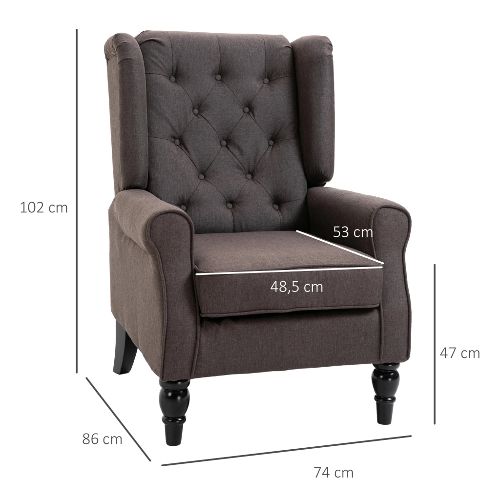 Poltrona Relax con Braccioli e Cuscini ¨C Zephmum ¨C Marrone, Tessuto, Legno