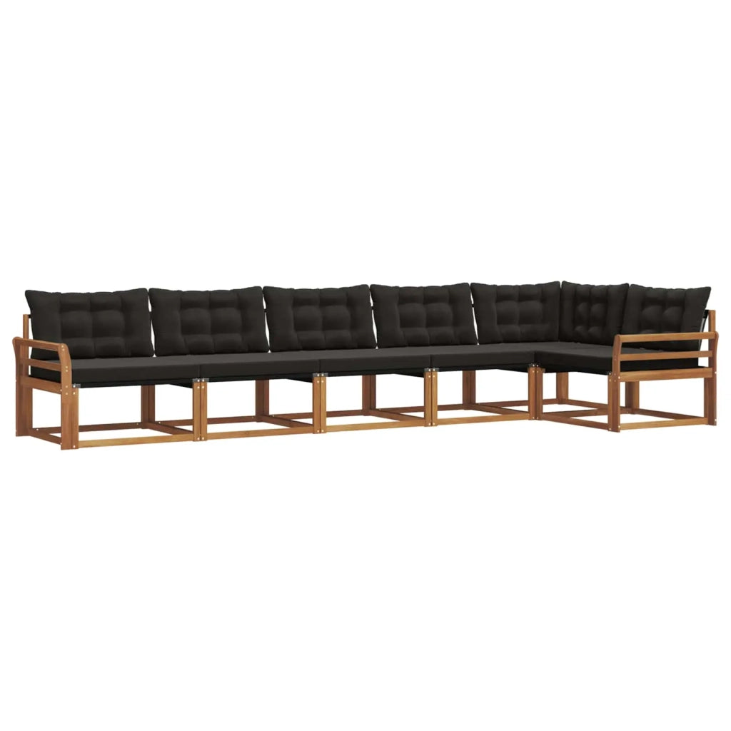 Set di divani da esterno con cuscino 6 pcs Naturale e Nero 3369507