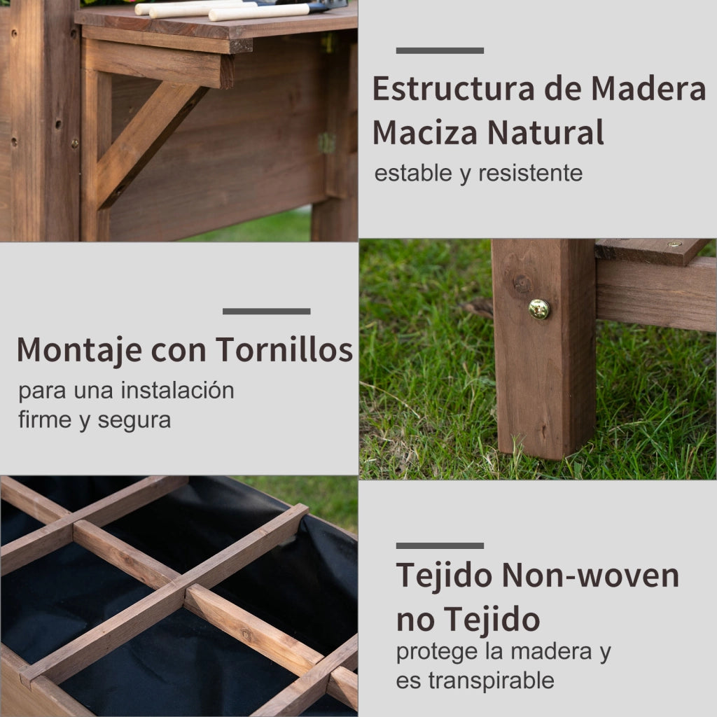 Tavolo da orto con ripiani e 8 scomparti ¨C Minimal ¨C 123x54x80 cm Marrone