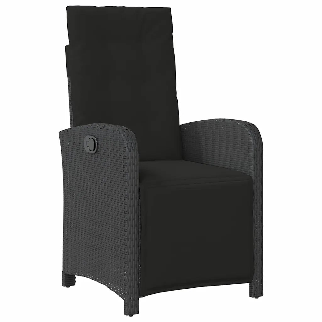 Set da Pranzo per Giardino con cuscino 3 pcs Nero polyrattan