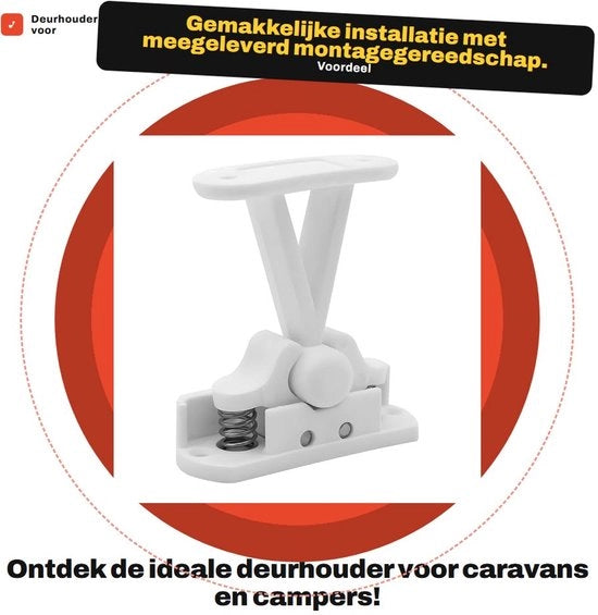 Houder per porta con attrezzatura di montaggio - Zavorra per chiusura porta - Plastica - Universale - 57 x 75 mm - Ideale per camper/caravan