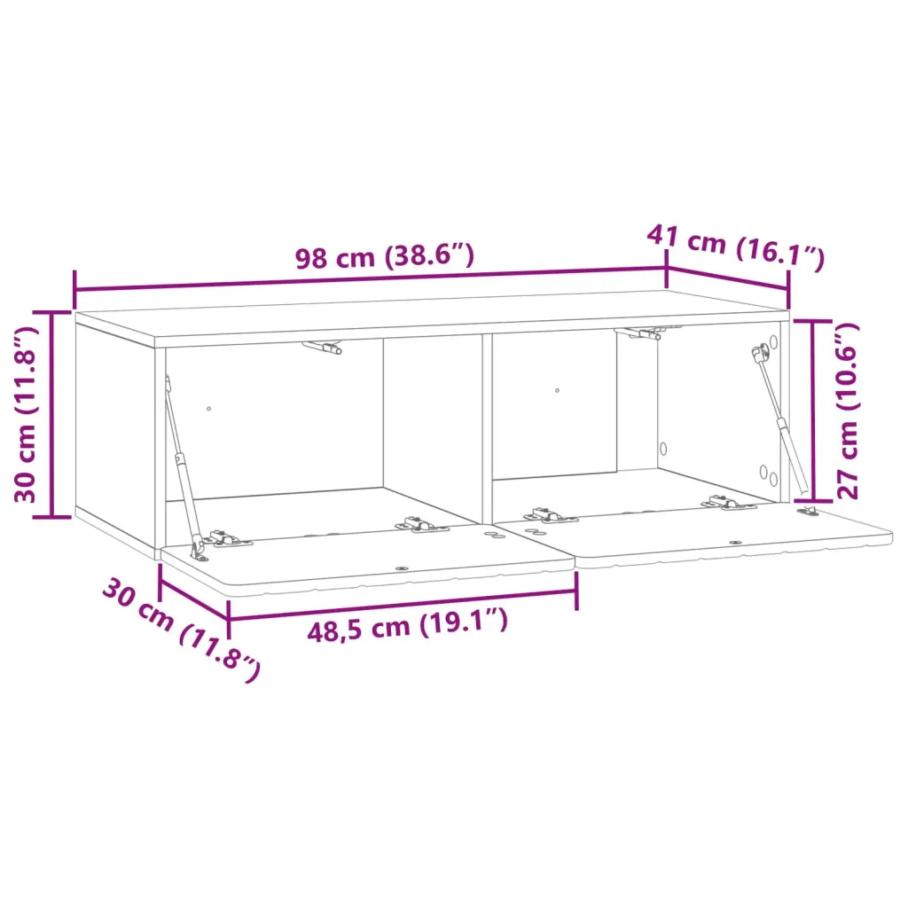 Mobile TV da Muro | Armadietto TV | Mobile Porta TV Rovere Fumo 98 x 41 x 30 cm