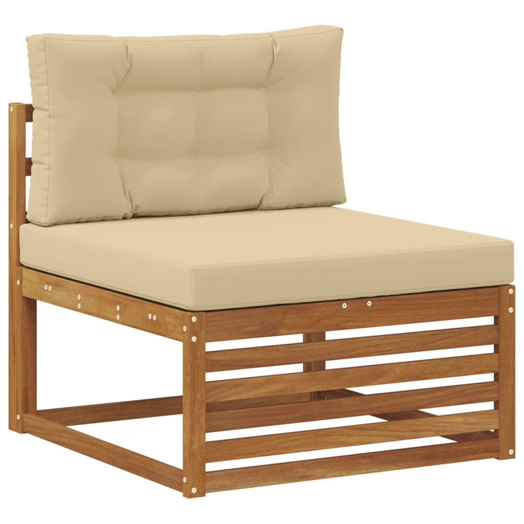Set di divani da esterno con cuscino 7 pcs Naturale e Beige 3373078