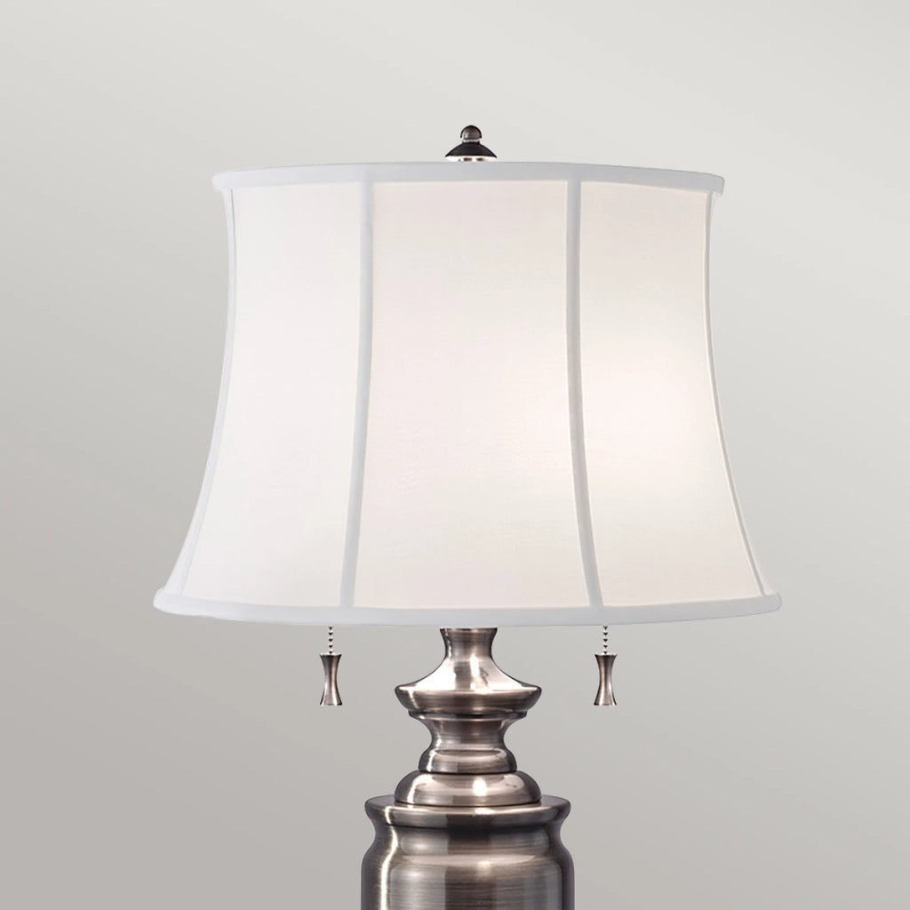 Lampada da tavolo classica nichel con paralume bianco Feiss