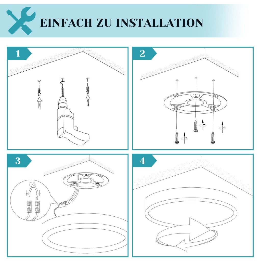 ZMH Lampada da soffitto LED piano 18cm 15W bianco 6000K moderna per cucina corridoio camera letto