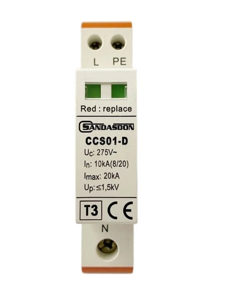 Scaricatore di Sovratensione SPD Tipo 3 1P+NPE 20kA 275V per Barra DIN SD-CCS01-20/1P+NPE