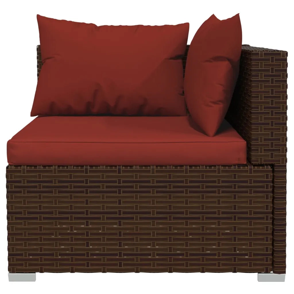 Set Divani da Giardino 6 pz con Cuscini in Polyrattan Marrone 3101811