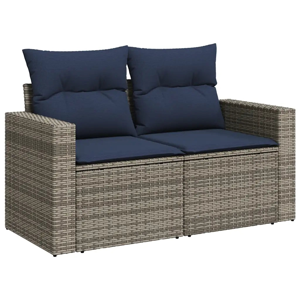Set Divani da Giardino 6 pz con Cuscini Grigio in Polyrattan