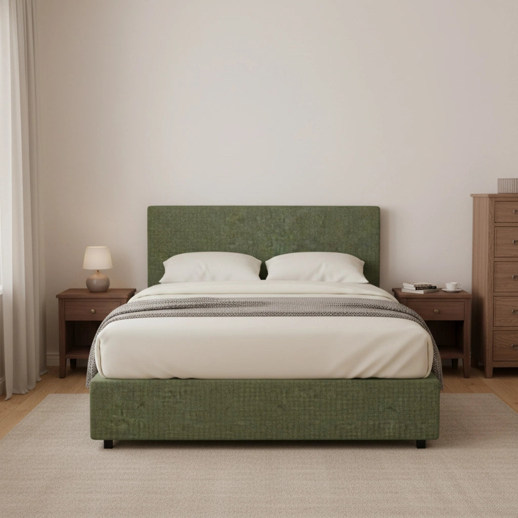 Worthing, Letto Matrimoniale Sfoderabile Made in Italy, Verde