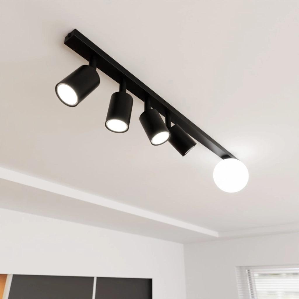 Plafoniera Emibig BASTER nera 90cm 5 luci 4xGU10+E14
