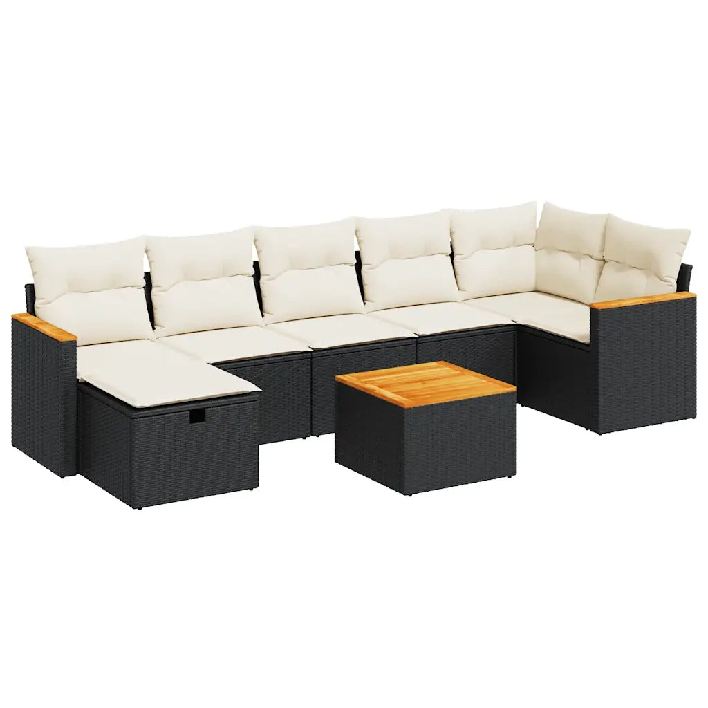 Set Divani da Giardino con Cuscini 8 pz Nero in Polyrattan 3325934