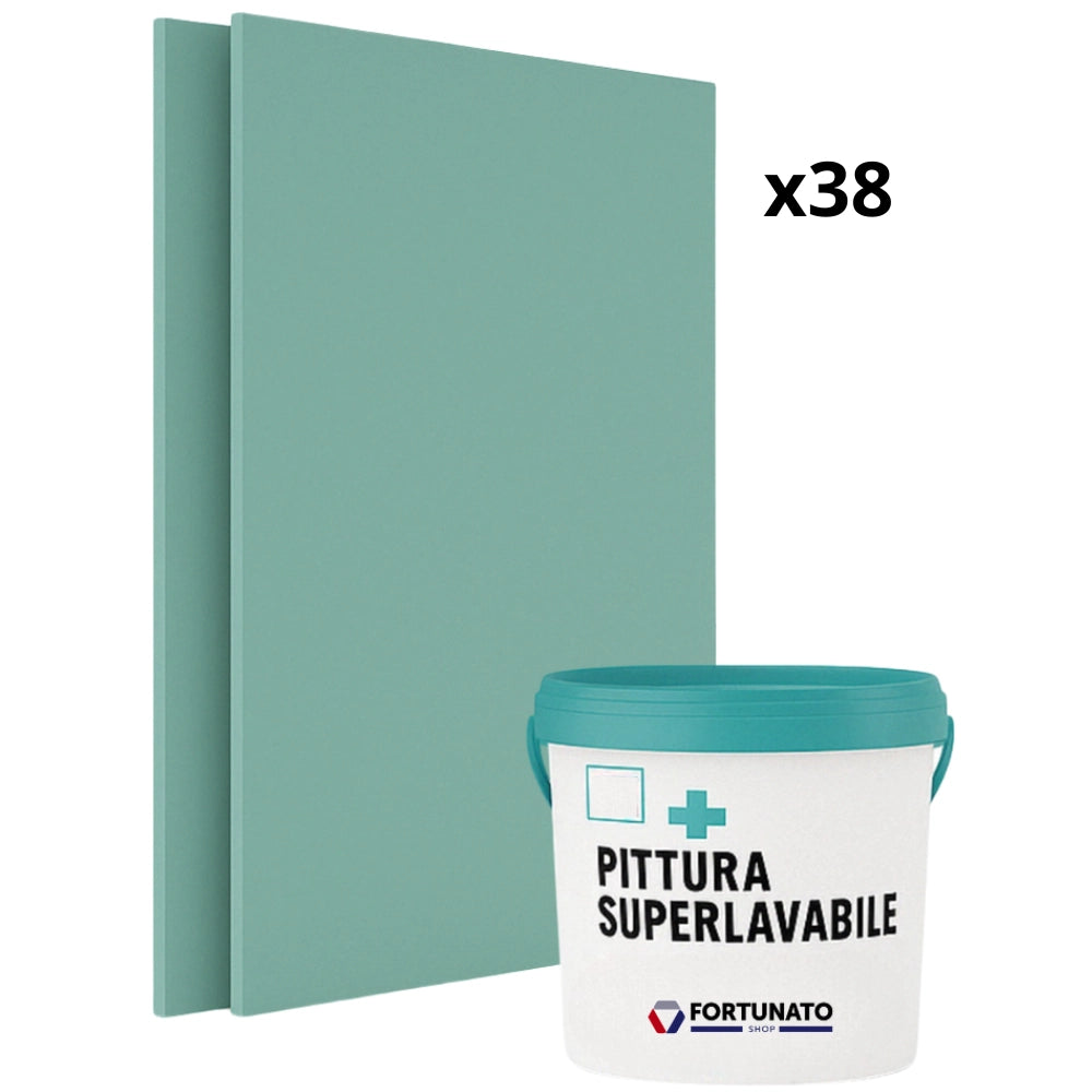 Set 38 idrolastre cartongesso h2 ba13 1200x2000 pittura superlavabile 13 l