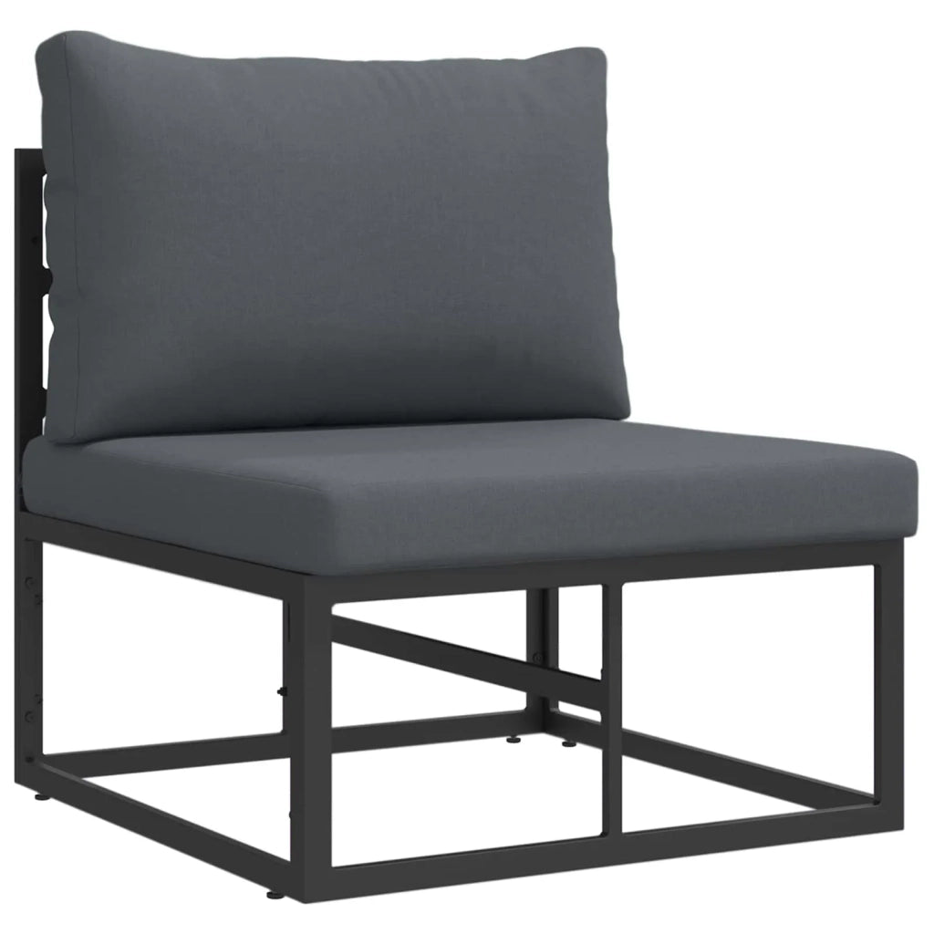Set Divano da Giardino con cuscino 6 pcs Nero Alluminio