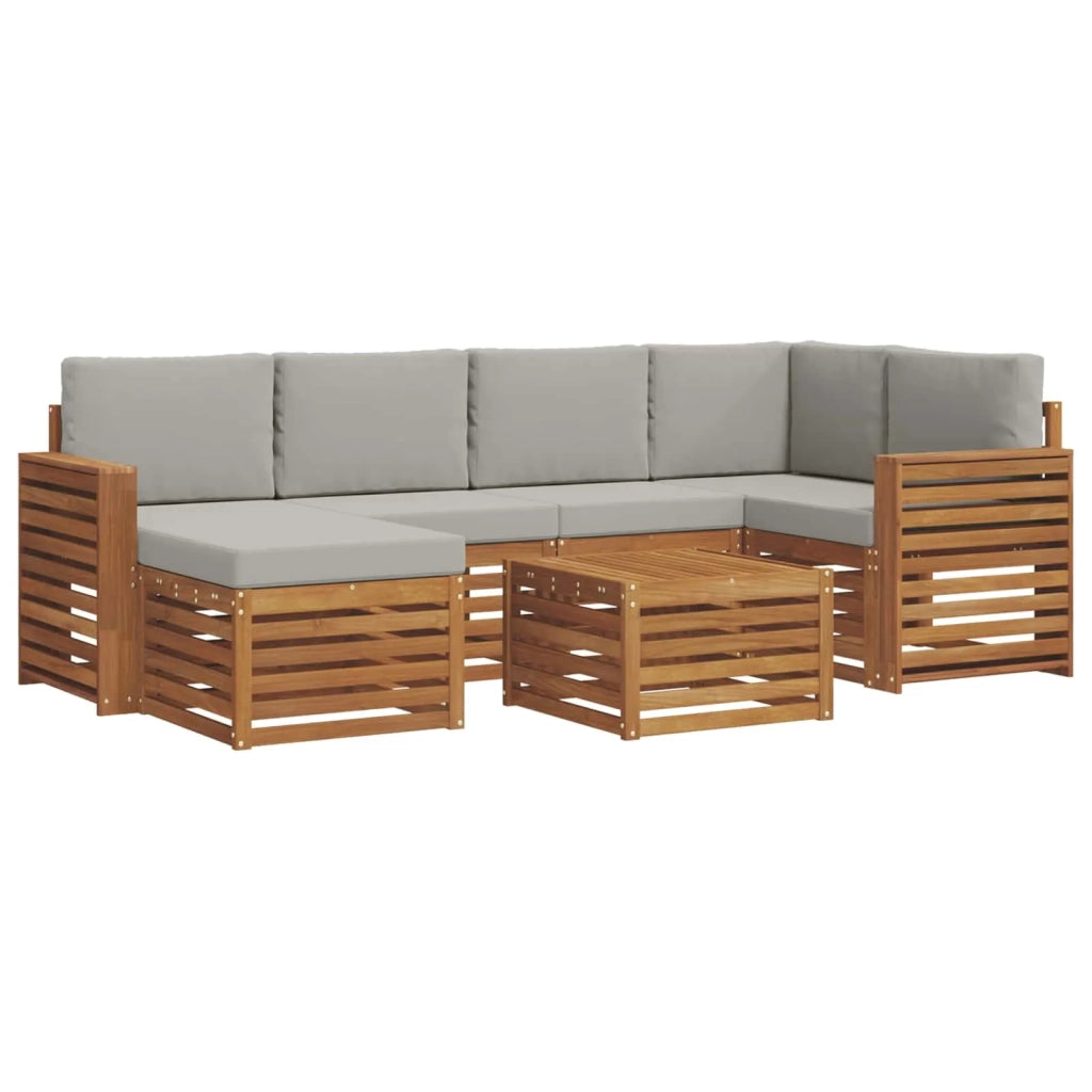 Set divano sezionale con cuscino 7 pcs Grigio Naturale e Chiaro 3375136