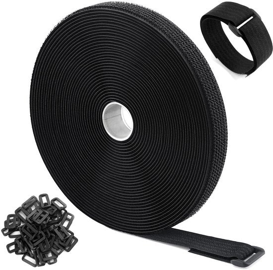 Cintura di fissaggio 10 m x 2,5 cm - Cintura di fissaggio autofissa - Cintura di fissaggio per cavi - Cintura di fissaggio riutilizzabile - Cintura di fissaggio con fermi - Lunghezza di taglio libera - Cintura a crocetta