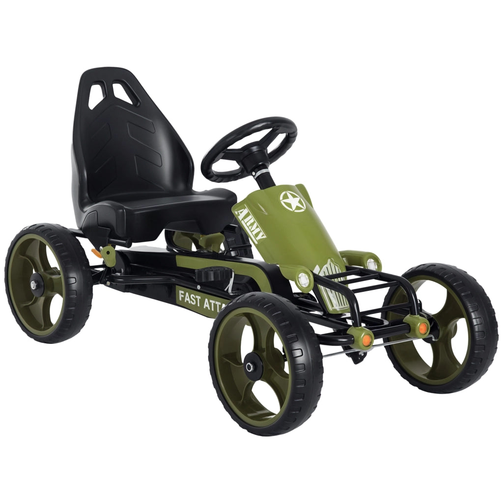 Go Kart Tretauto Tretfahrzeug con Freno a Mano ¨C zephmum ¨C Verde 105x54x61 cm