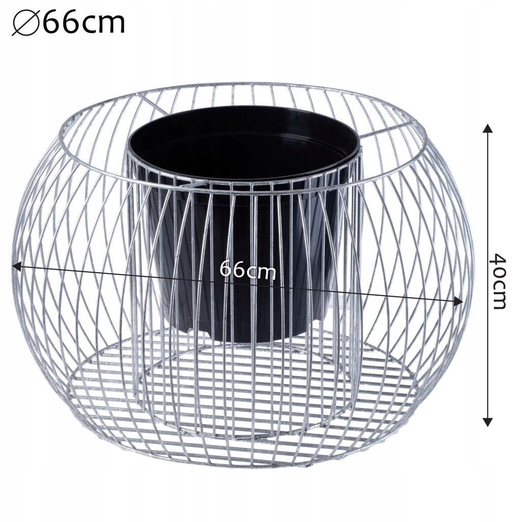 Vaso per gabbione KADAX, coperchio per gabbione in acciaio, inserto in filo zincato da 66 cm per gabbione.