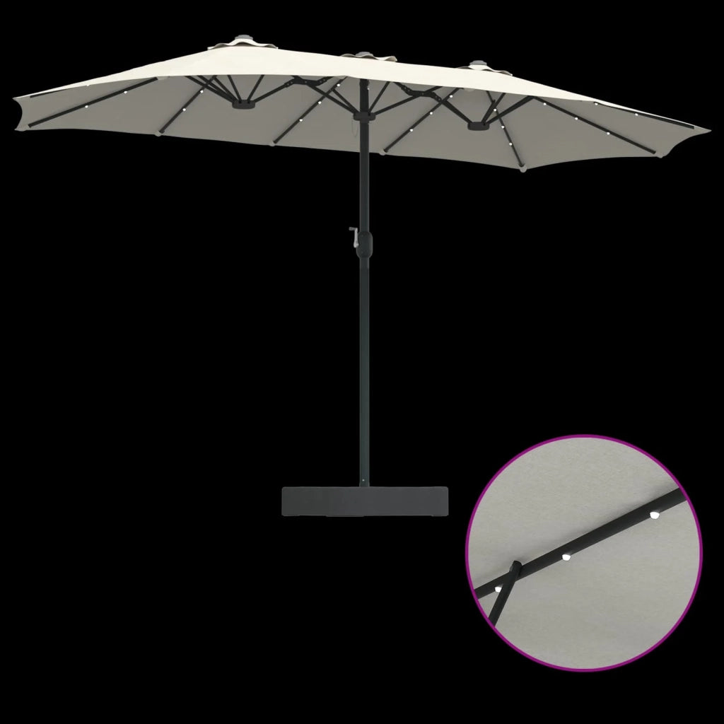 Ombrello da giardino-Ombrellone da spiaggia Sabbiato e Antracite 385 x 209 x 244 cm