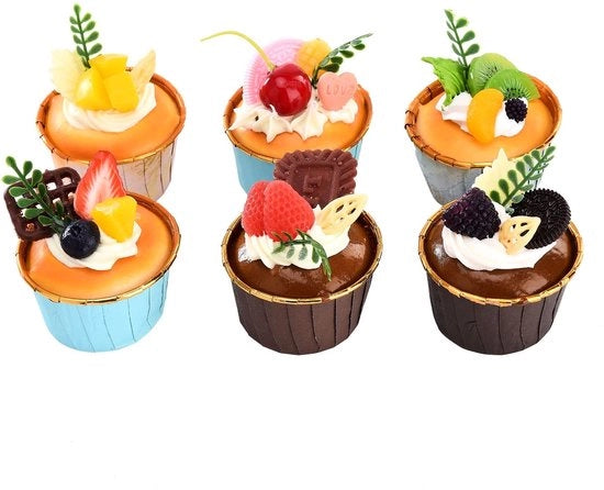 Set di Cupcake Realistico a 6 pezzi - Simulazione di Cupcake - Decorazione - Accessori per Fotografia di Matrimonio - Steg PU-schuim