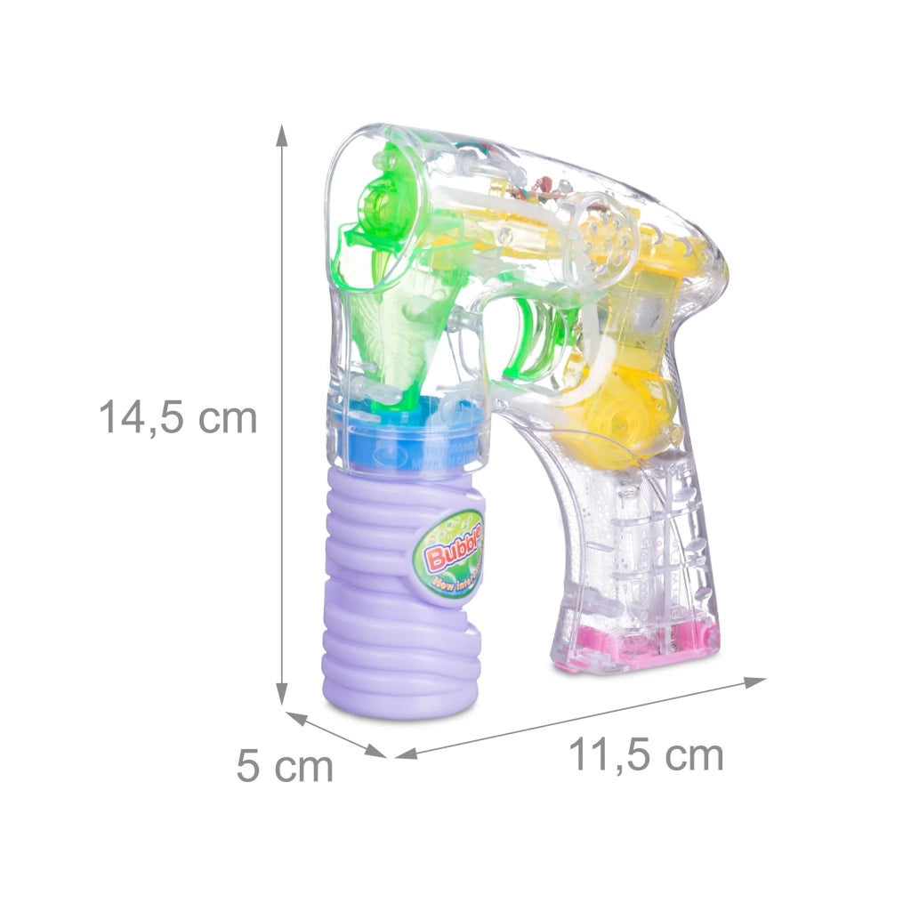 Pistola per bolle di sapone luminosa uso immediato 14,5 x 11,5 x 5 cm in plastica trasparente 13_0003419